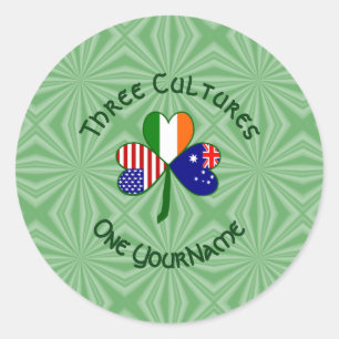 Australian Irish American Shamrock Personalised  Classic Round Sticker