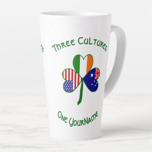 Australian Irish American Shamrock Personalised  Latte Mug