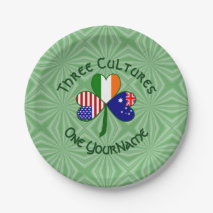 Australian Irish American Shamrock Personalised Paper Plate