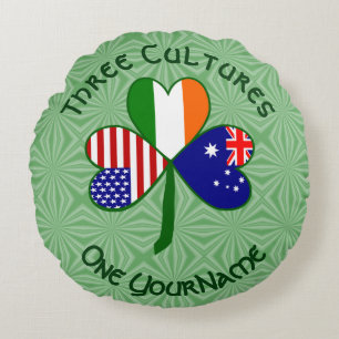 Australian Irish American Shamrock Personalised Round Cushion