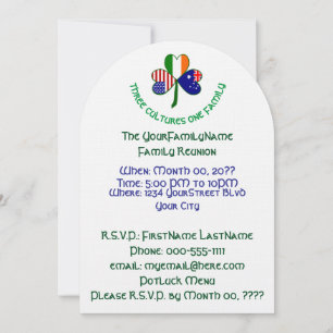 Australian Irish USA Shamrock Family Reunion Invitation