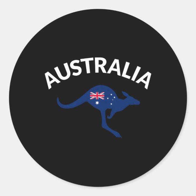 Australian Kangaroo Australia Flag Classic Round Sticker (Front)