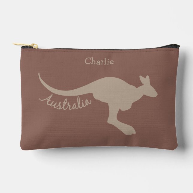 Australian Kangaroo Custom Name & Colour Accessory Pouch (Front)