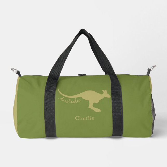 Australian Kangaroo Custom Name & Colour Duffle Bag (Front)