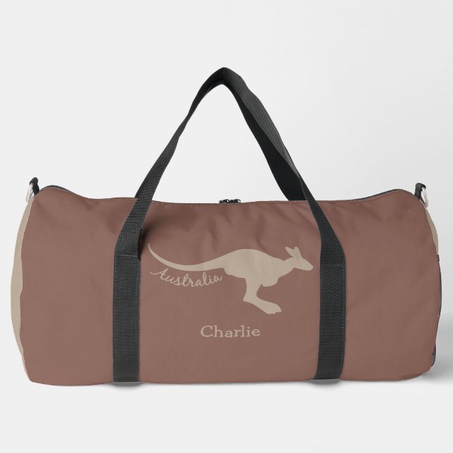 Australian Kangaroo Custom Name & Colour Duffle Bag (Front)