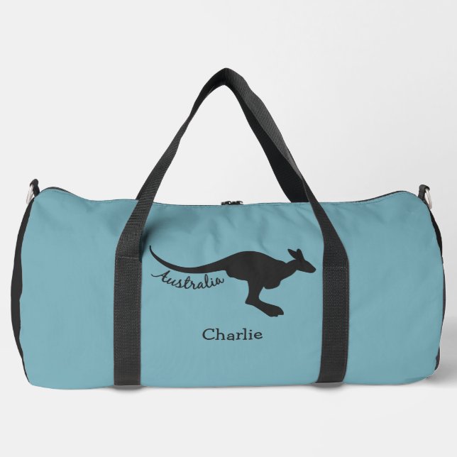 Australian Kangaroo Custom Name & Colour Duffle Bag (Front)