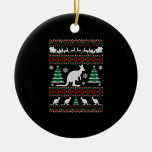 Australian Kangaroo Ugly Christmas Tshirt Ceramic Ornament