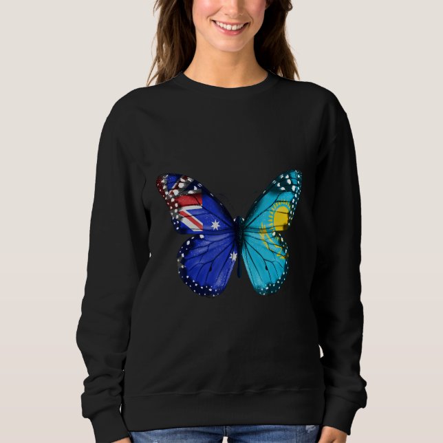 Australian Kazakhstani Flag Butterfly Sweatshirt (Front)