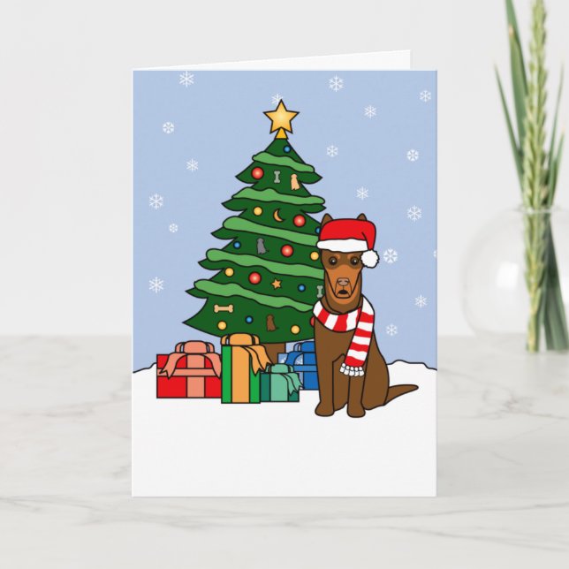 Australian Kelpie and Christmas Tree Holiday Card (Front)