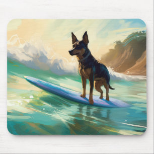 Australian Kelpie Beach Surfing Painting Mouse Pad