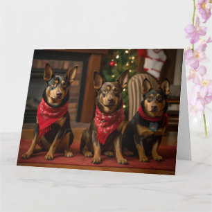Australian Kelpie by the Fireplace Christmas Card
