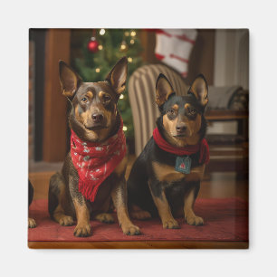 Australian Kelpie by the Fireplace Christmas Magnet