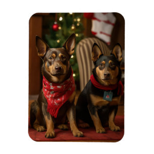 Australian Kelpie by the Fireplace Christmas Magnet