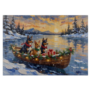 Australian Kelpie Christmas Boat Holiday Cutting Board