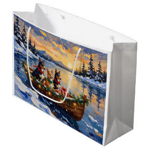 Australian Kelpie Christmas Boat Holiday Large Gift Bag