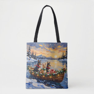 Australian Kelpie Christmas Boat Holiday Tote Bag