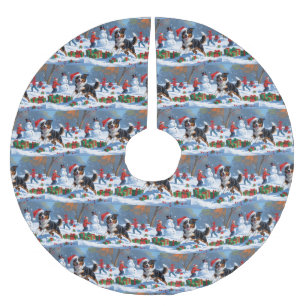 Australian Kelpie Christmas Festive Snow Scene Brushed Polyester Tree Skirt