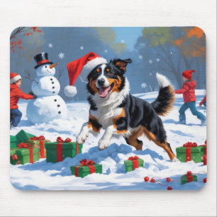Australian Kelpie Christmas Festive Snow Scene Mouse Pad