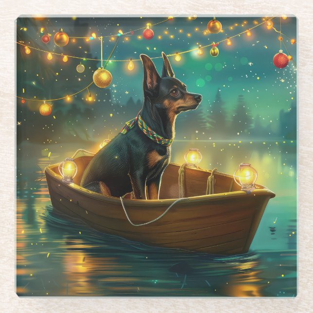 Australian Kelpie Christmas Festive Voyage Glass Coaster (Front)