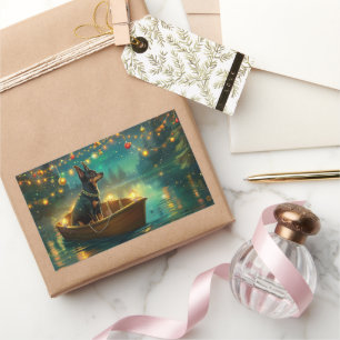 Australian Kelpie Christmas Festive Voyage Rectangular Sticker