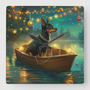 Australian Kelpie Christmas Festive Voyage Square Wall Clock