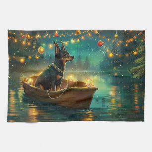 Australian Kelpie Christmas Festive Voyage Tea Towel
