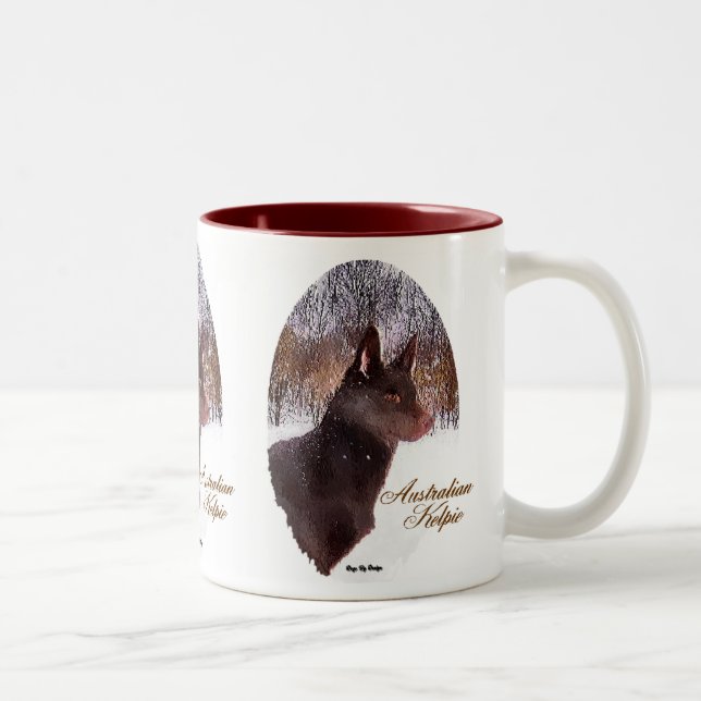 Australian Kelpie Christmas Gifts Two-Tone Coffee Mug (Right)