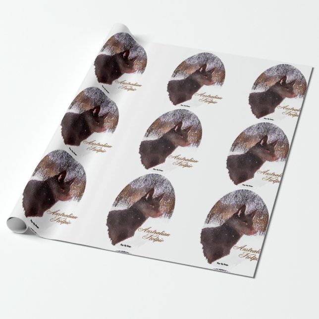 Australian Kelpie Christmas Holiday Wrapping Paper (Unrolled)