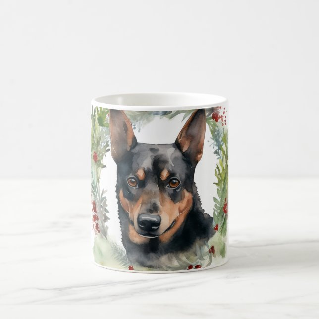 Australian Kelpie Christmas Wreath Festive Pup  Coffee Mug (Center)