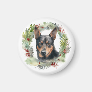 Australian Kelpie Christmas Wreath Festive Pup Magnet