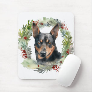 Australian Kelpie Christmas Wreath Festive Pup  Mouse Pad