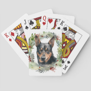 Australian Kelpie Christmas Wreath Festive Pup  Playing Cards