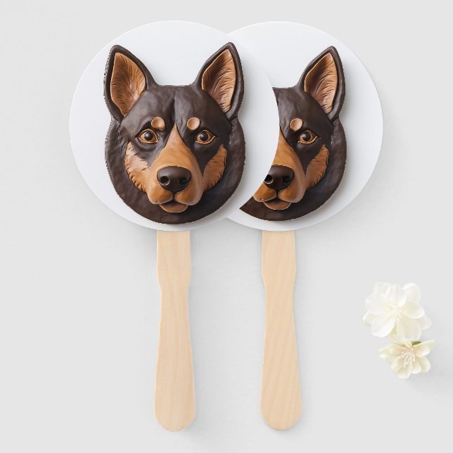 Australian Kelpie Dog 3D Inspired Hand Fan (Front and Back)