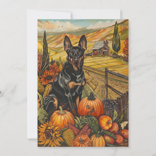Australian Kelpie Dog Autumn Harvest Thanksgiving Holiday Card
