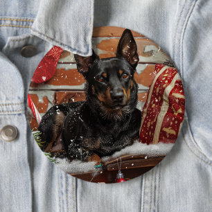Australian Kelpie Dog Christmas Festive 6 Cm Round Badge