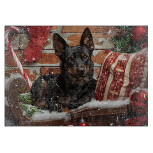 Australian Kelpie Dog Christmas Festive Cutting Board