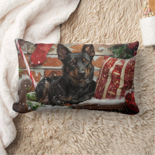 Australian Kelpie Dog Christmas Festive Lumbar Cushion