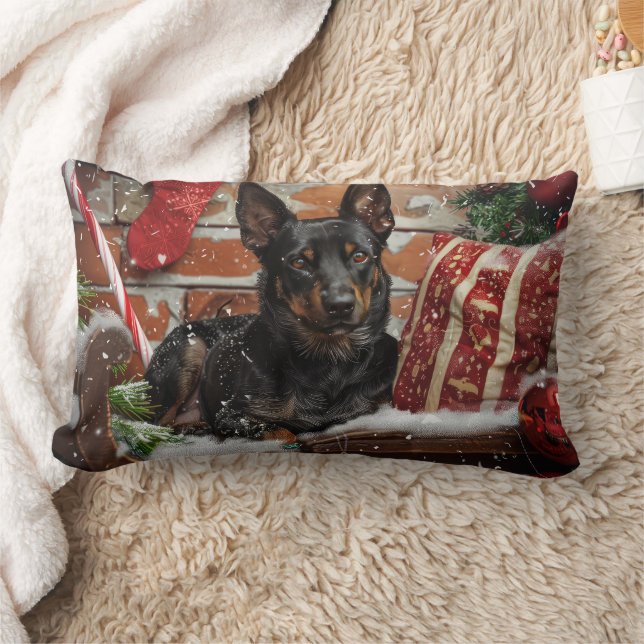 Australian Kelpie Dog Christmas Festive  Lumbar Cushion (Blanket)