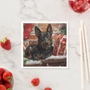 Australian Kelpie Dog Christmas Festive  Napkin