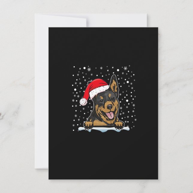 Australian Kelpie Dog Christmas Santa Hat Matching Invitation (Front)