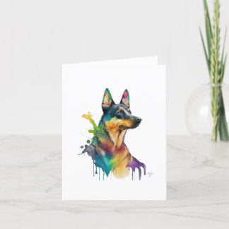 Australian Kelpie Dog In Watercolor & Pen Holiday Card