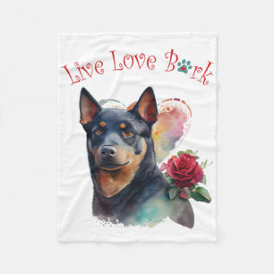 Australian Kelpie Dog Mum Floral Fleece Blanket