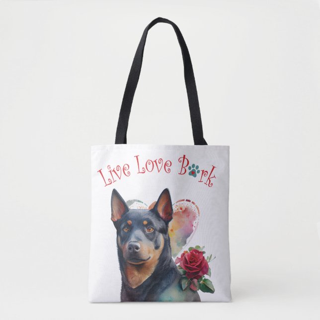 Australian Kelpie Dog Mum Floral Tote Bag (Front)
