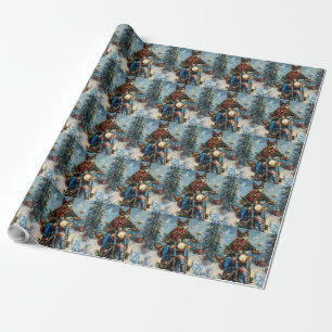 Australian Kelpie Dog Riding Motorcycle Christmas Wrapping Paper