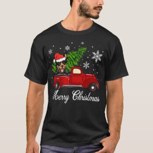 Australian Kelpie Dog Riding Red Truck Christmas P T-Shirt