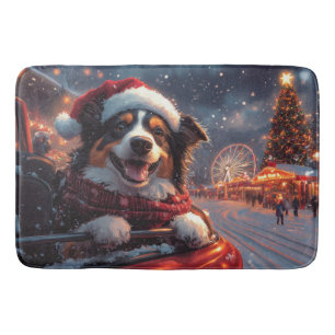 Australian Kelpie Dog Roller Coaster Christmas Bath Mat