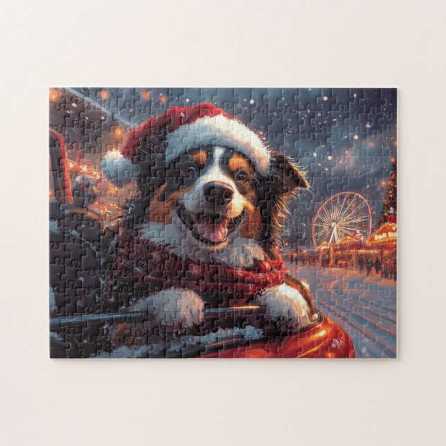 Australian Kelpie Dog Roller Coaster Christmas Jigsaw Puzzle (Horizontal)
