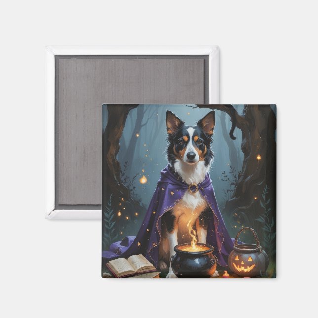Australian Kelpie Dog Whimsical Halloween Painting Magnet (Front/Back)