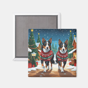Australian Kelpie Dogs Christmas Snow Holiday Magnet