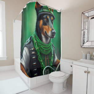 Australian Kelpie driving bike St. Patrick's Day Shower Curtain